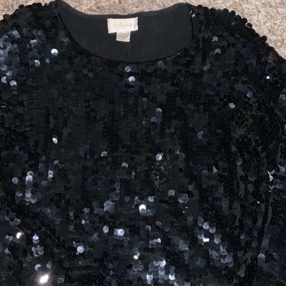 Vintage round black sequins top- Medium - Picture 2 of 5